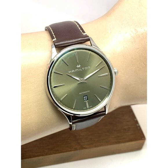 Hamilton Men's Watch H38525561 Swiss Automatic Green Dial Leather Band 40mm - Picture 12 of 15